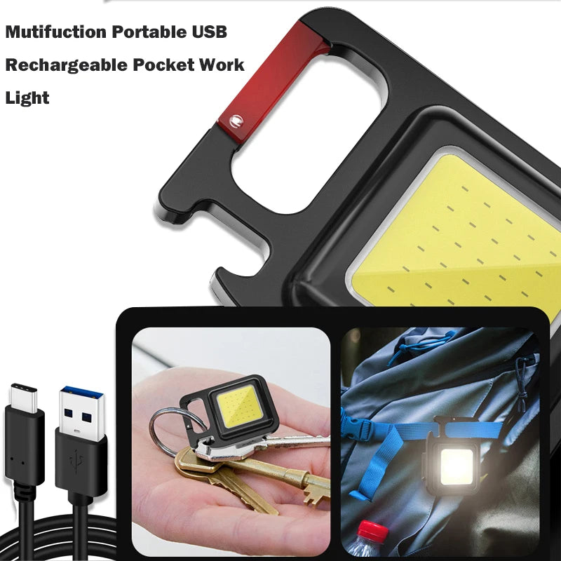 Lanterna Portátil Multifuncional USB - Mini LED para Campismo, Pesca e Trabalho