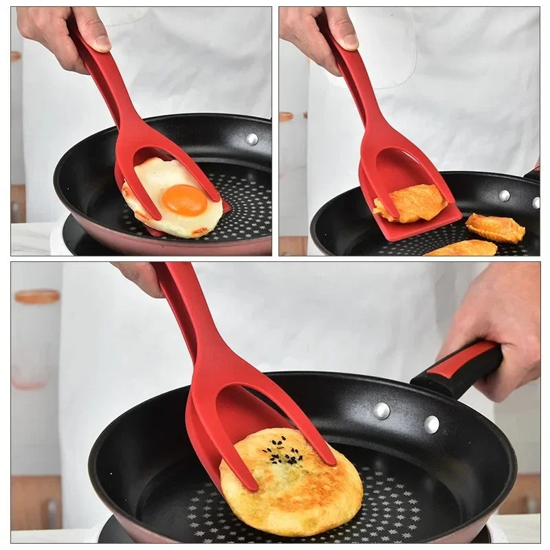 2 em 1 Pinça Flip para Ovos, Panquecas e Torradas Francesas