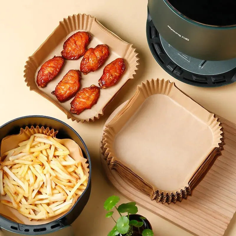 Conjunto de 50 Papéis de Pergaminho Descartáveis para Fritadeira