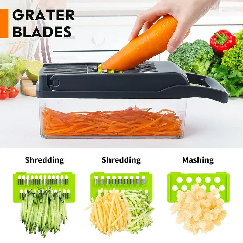 16 em 1 Picador Multifuncional para Legumes e Cebolas – Fatie, Pique e Rale