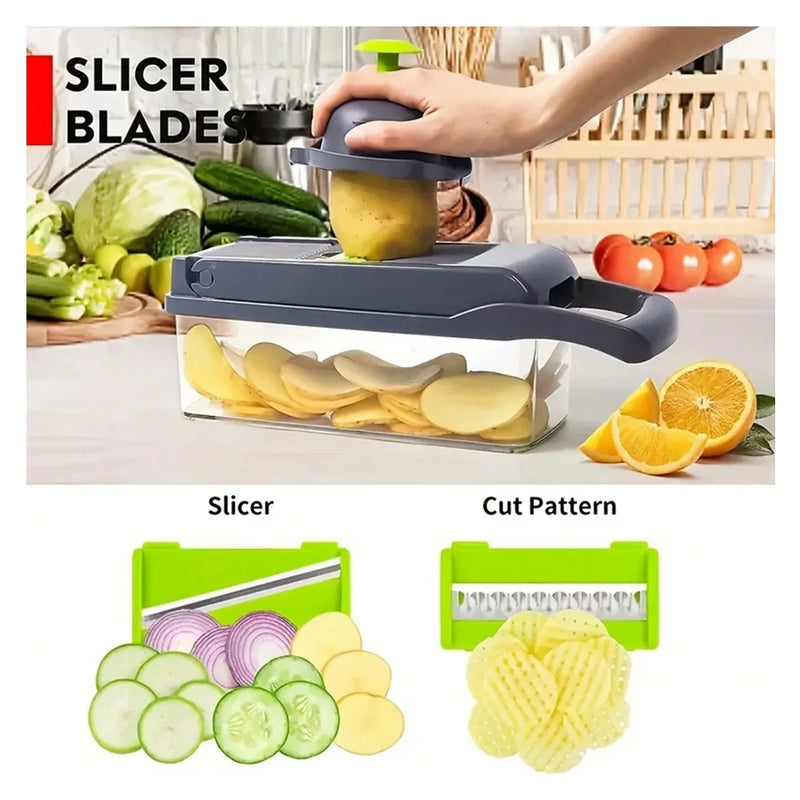 16 em 1 Picador Multifuncional para Legumes e Cebolas – Fatie, Pique e Rale