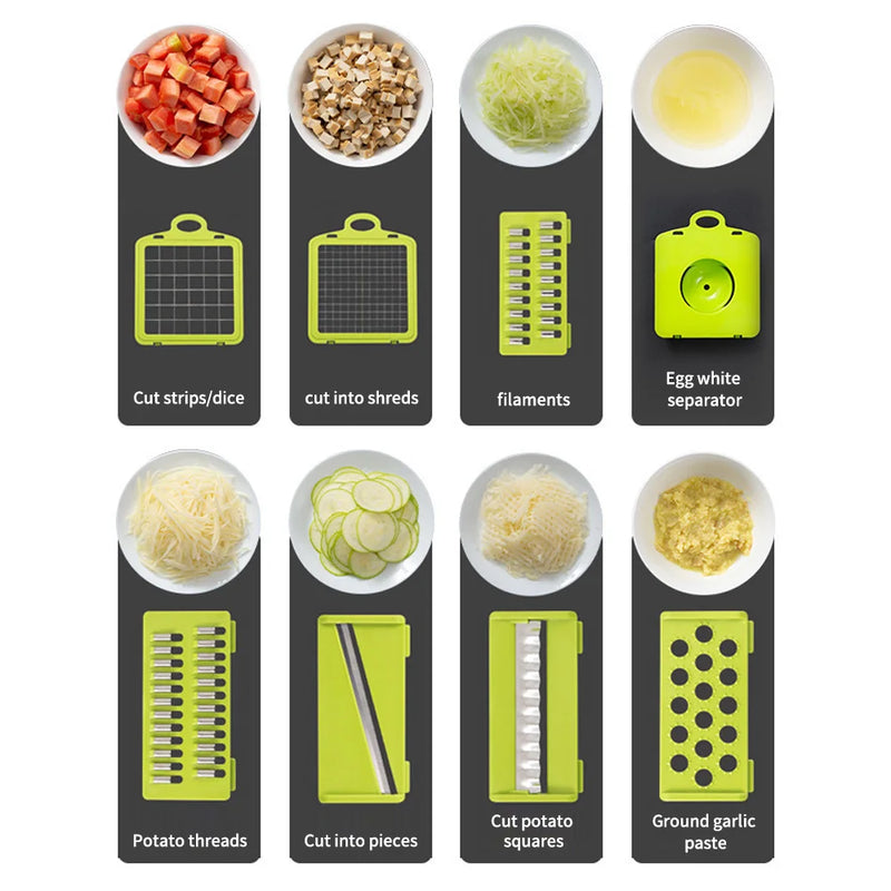 16 em 1 Picador Multifuncional para Legumes e Cebolas – Fatie, Pique e Rale